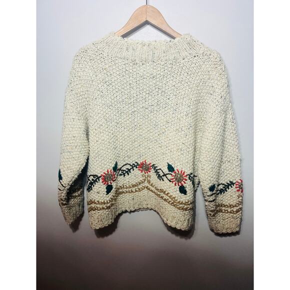 Express VTG 90s Handknitted Floral Embroidered Cottagecore Acrylic Wool XS - Picture 5 of 8